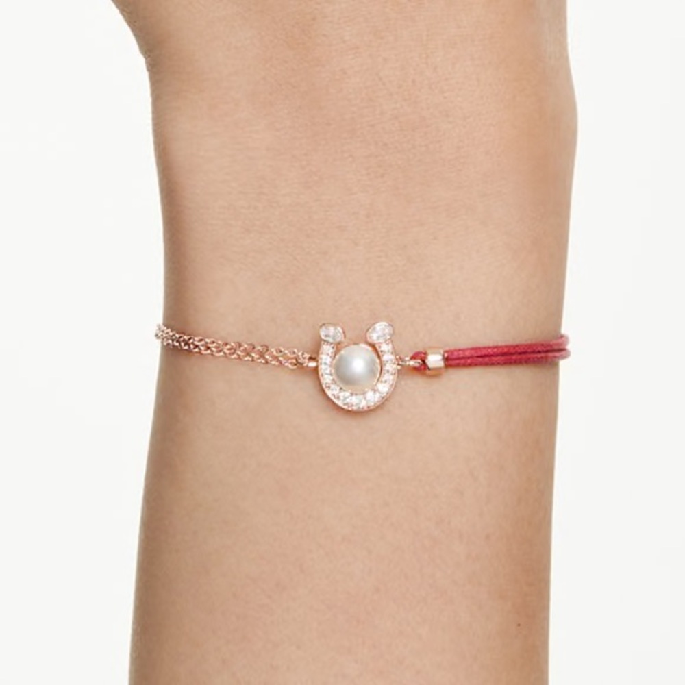 Swarovski Symbolica Crystal Pearl Rose Gold Horseshoe Bracelet NIB Retail:$139